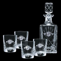 28 Oz. Cavanaugh Crystal Decanter & 4 Double Old Fashioned Glasses